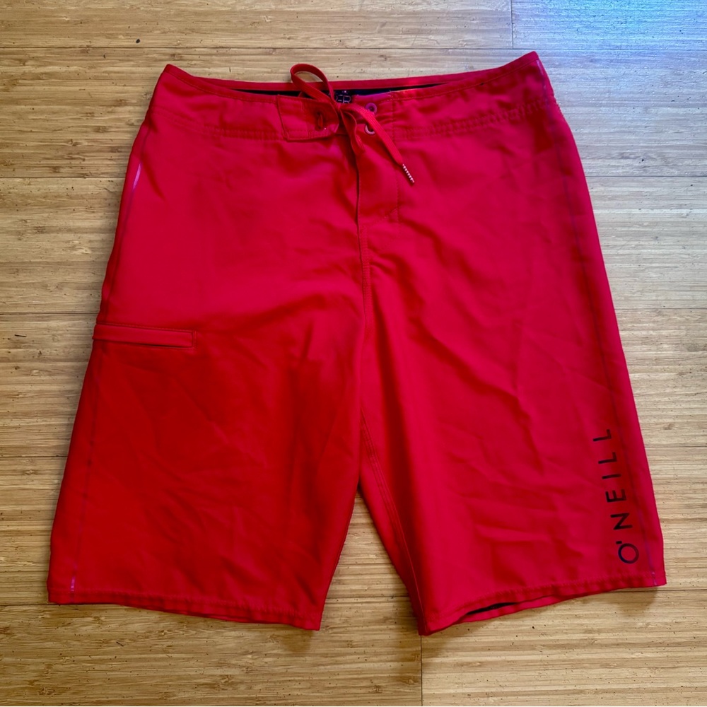O'Neill Boys Lifeguard Red Board Shorts with Side Zip Pocket, Size 29, XL 18/20